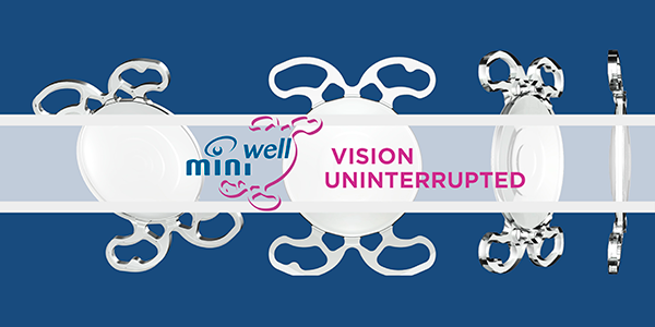 Mini Well lente intraocular precargada para mini-incisión conocida en algunos mercados como EDOF multifocal. Para presbicia y cataratas.